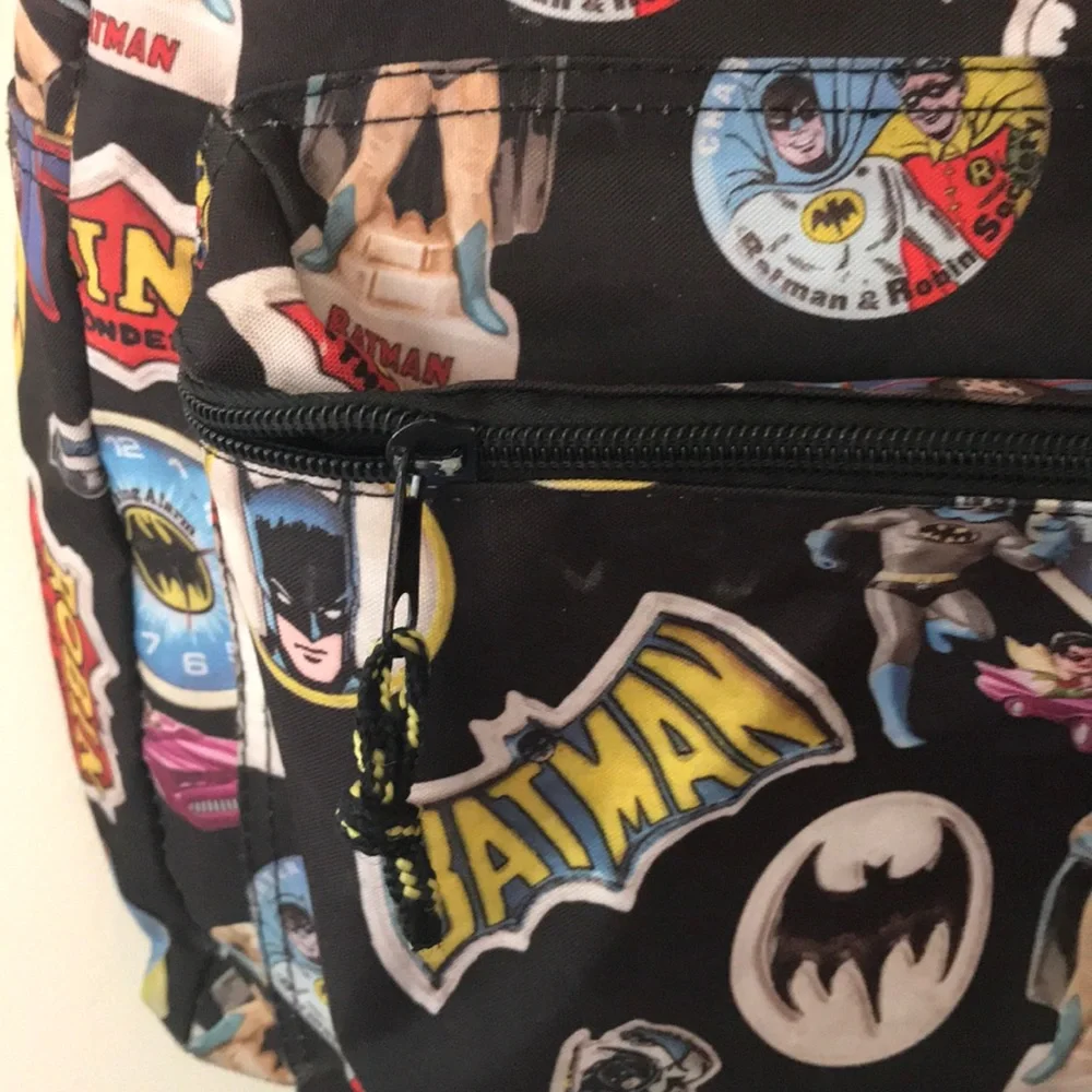 - Kids Batman backpack with bat symbol print in black